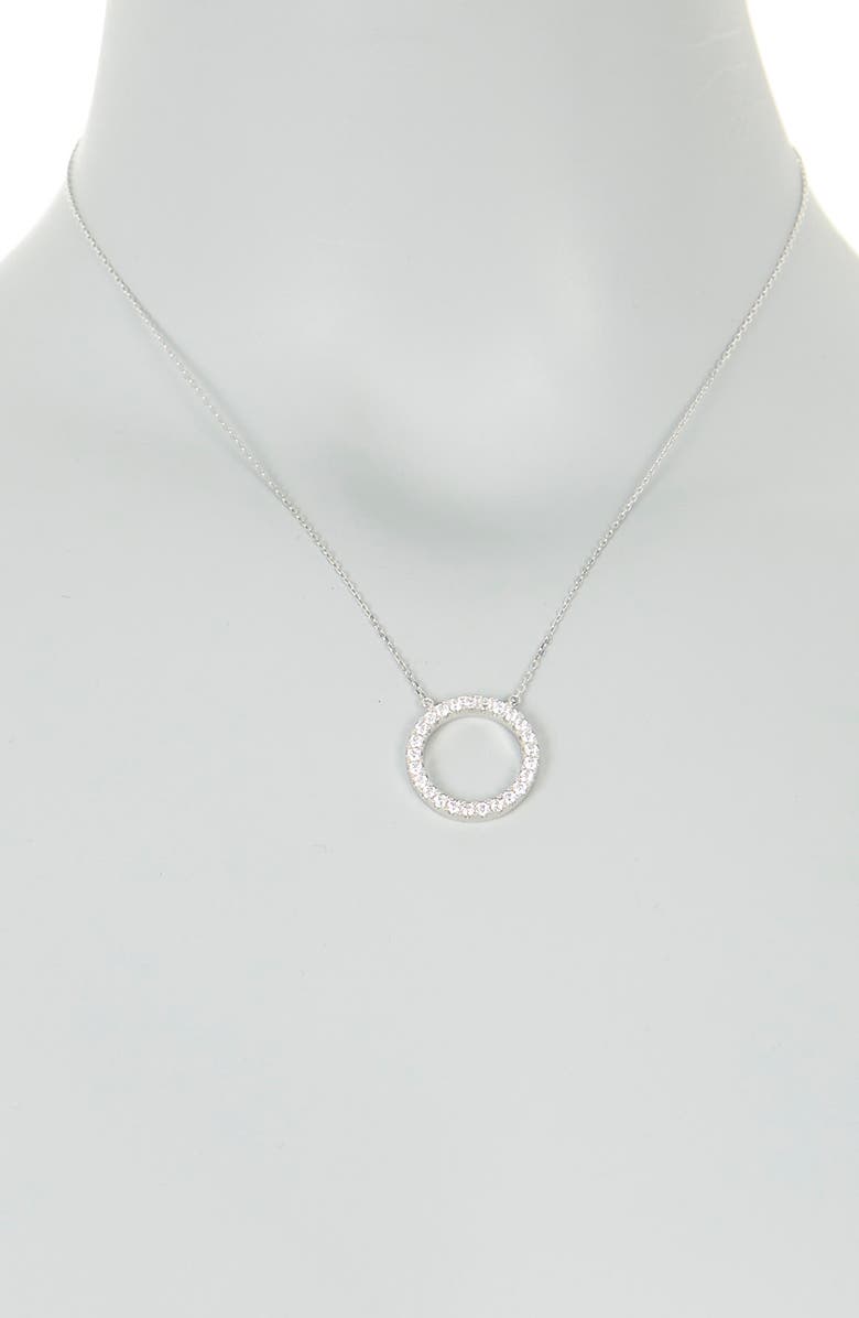 SUZY LEVIAN Sterling Silver Pavé White Cubic Zirconia Circle Pendant Necklace, Alternate, color, White