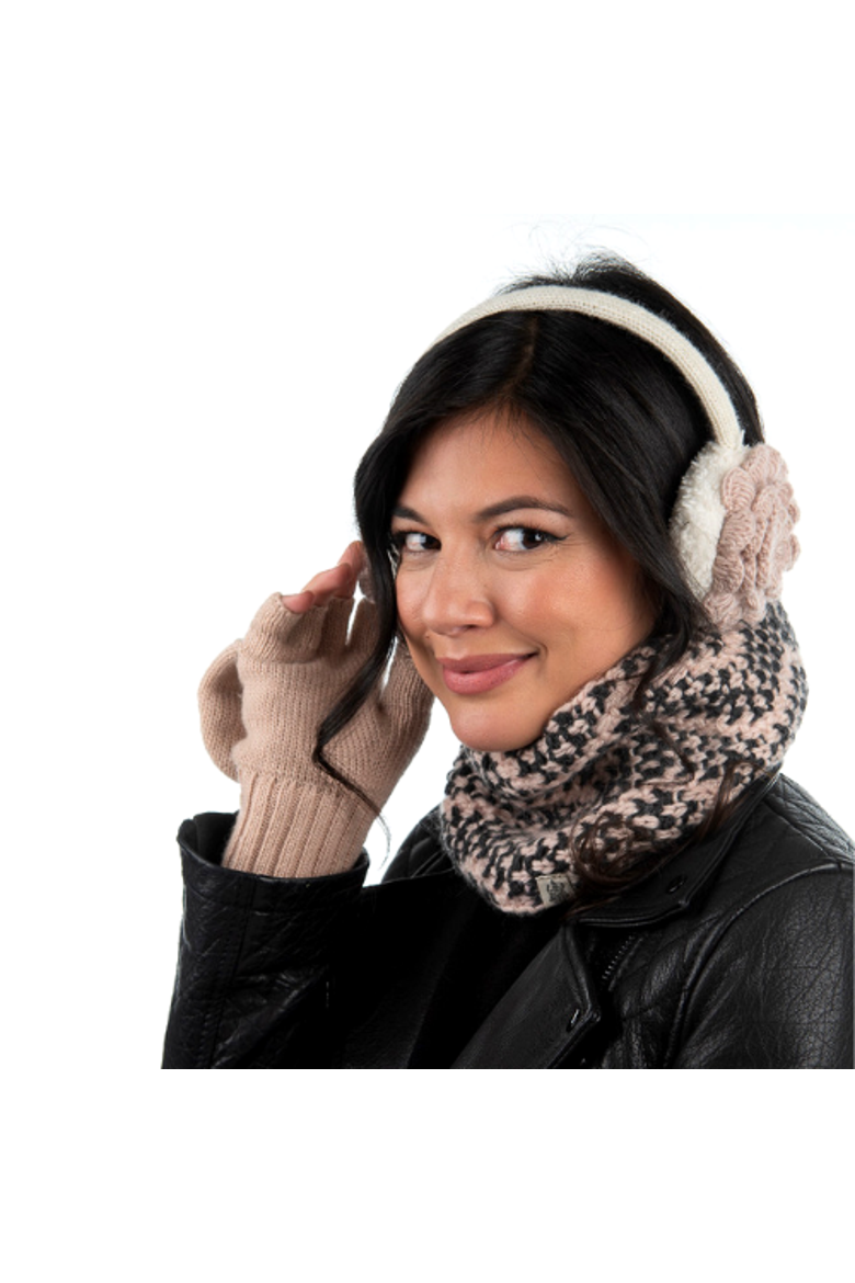 Camellia Earmuffs, Alternate, color, Black/Charcoal