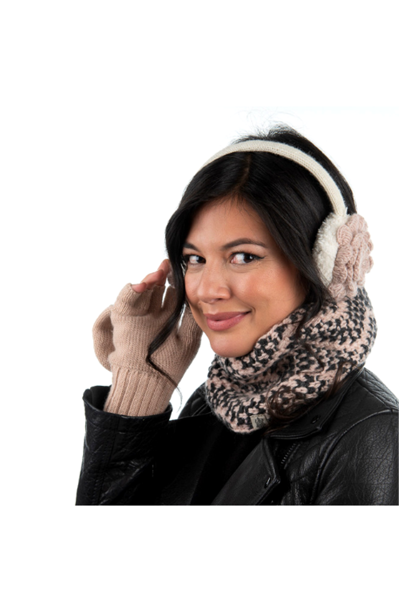 Nirvanna Designs Camellia Earmuffs, Alternate, color, Black/Black