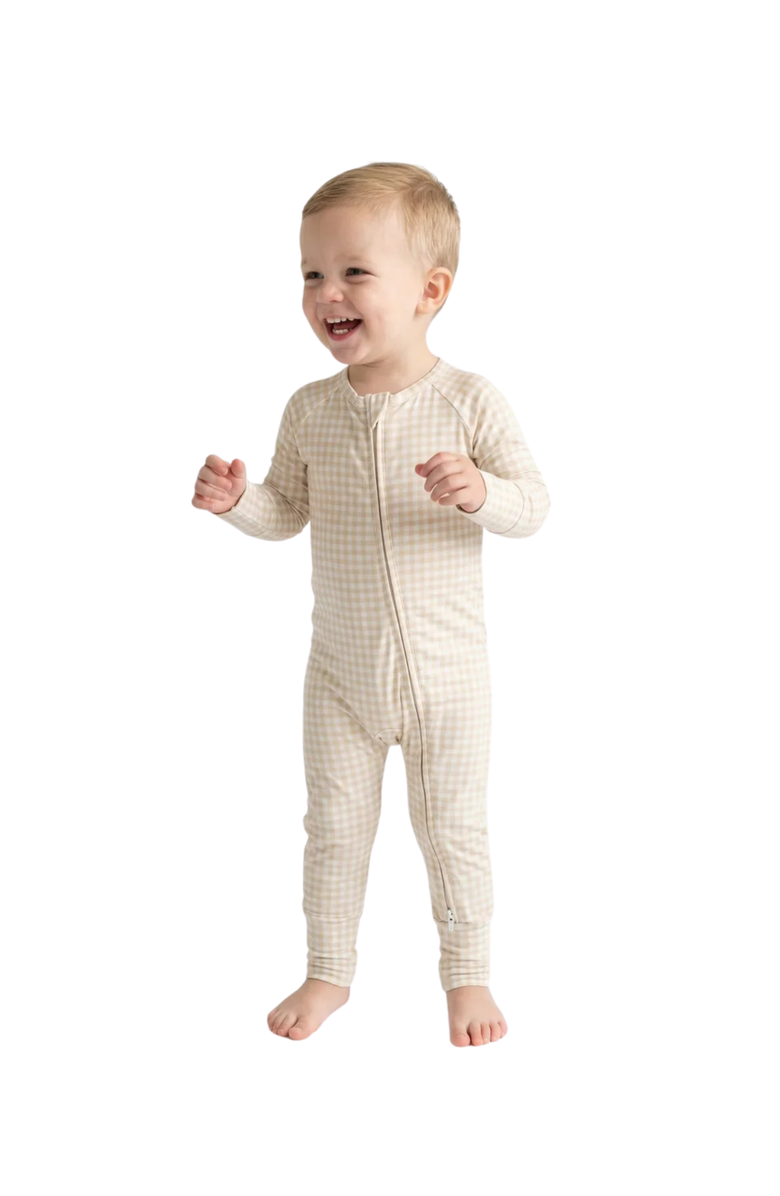 Motette Long Sleeve and Pajama Sleeper, Main, color, Sandstone Gingham
