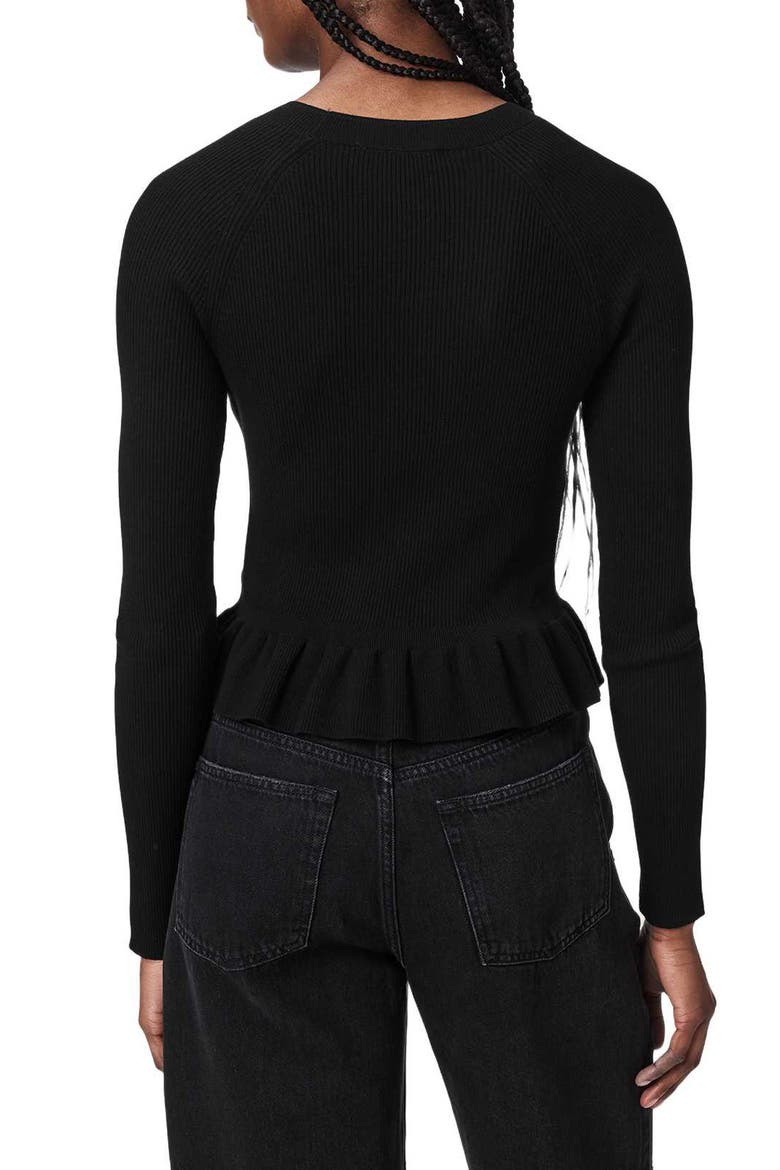 Jas Rib Knit Peplum Sweater, Alternate, color, BLACK