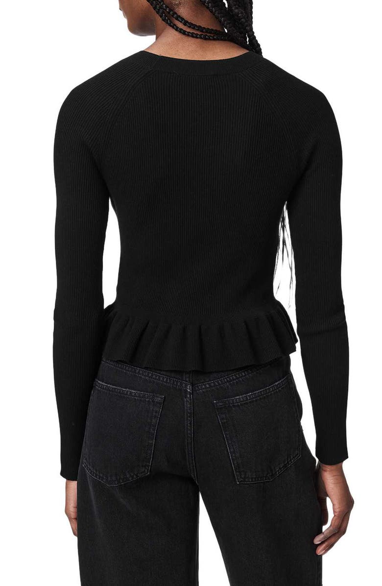 AllSaints Jas Rib Knit Peplum Sweater, Alternate, color, Black