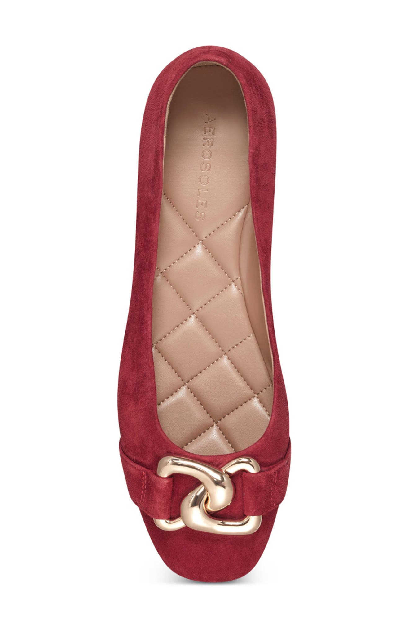 Candice Chain Flat, Alternate, color, RED SUEDE