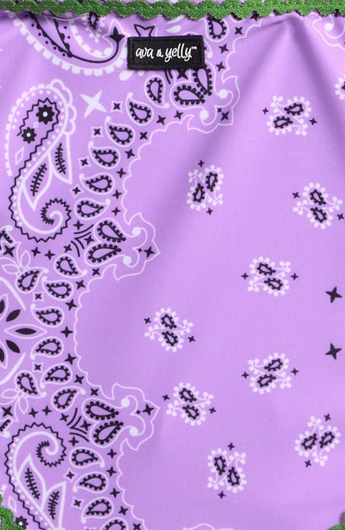 Ava & Yelly Kids' Bandana Print Two-piece Swimsuit In Lavendar