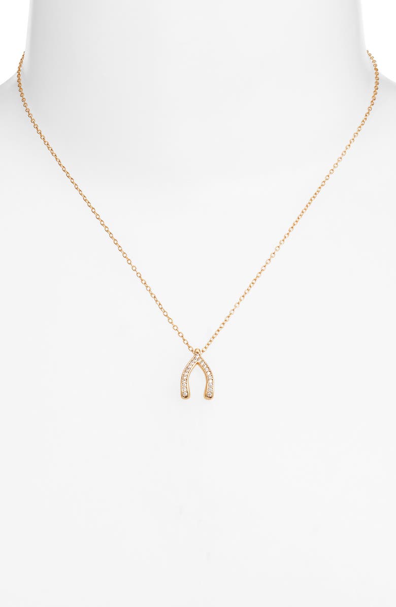 Kate Spade New York dream big pendant necklace, Alternate, color, Clear/ Gold