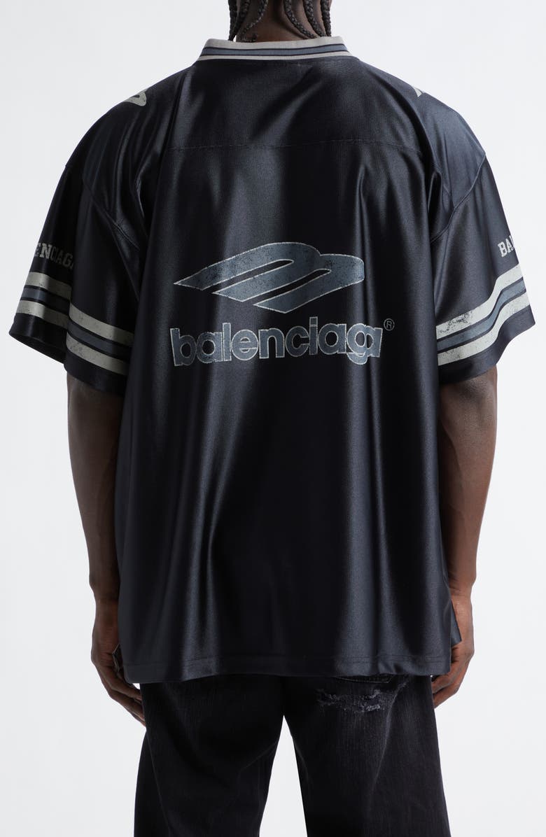 Balenciaga 3B Football Oversize V-Neck Jersey, Alternate, color, 1066 Black/ Anthracite