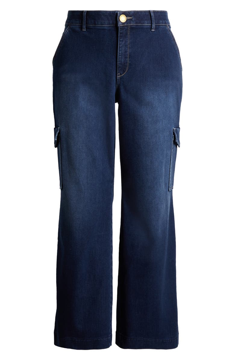Wit & Wisdom 'Ab'Solution High Waist Wide Leg Cargo Jeans, Alternate, color, In Indigo