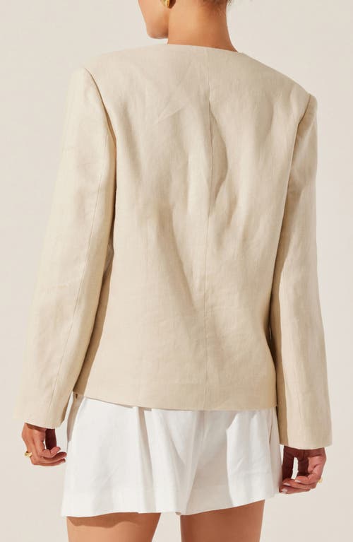 Astr The Label Dannika Collarless Linen Blazer In Brown