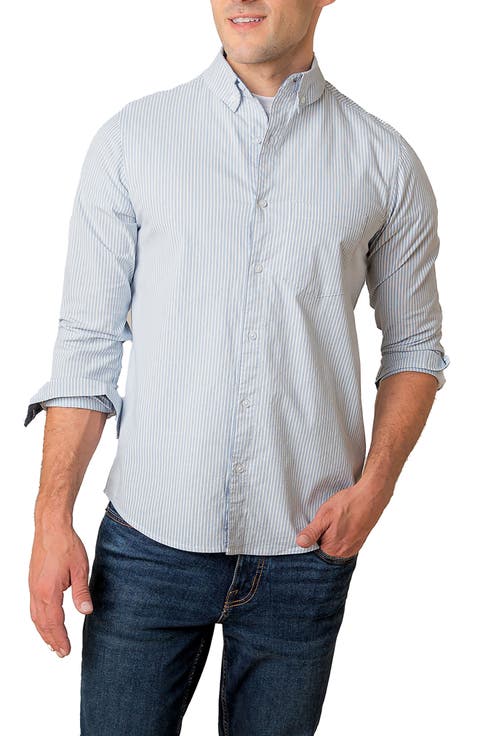 Organic Long Sleeve Stretch Poplin Button Down Shirt