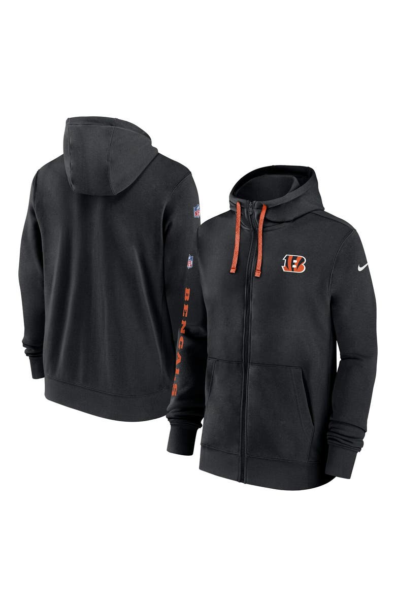 Nike Men's Nike Black Cincinnati Bengals 2024 Sideline Club Full-Zip Hoodie, Main, color,