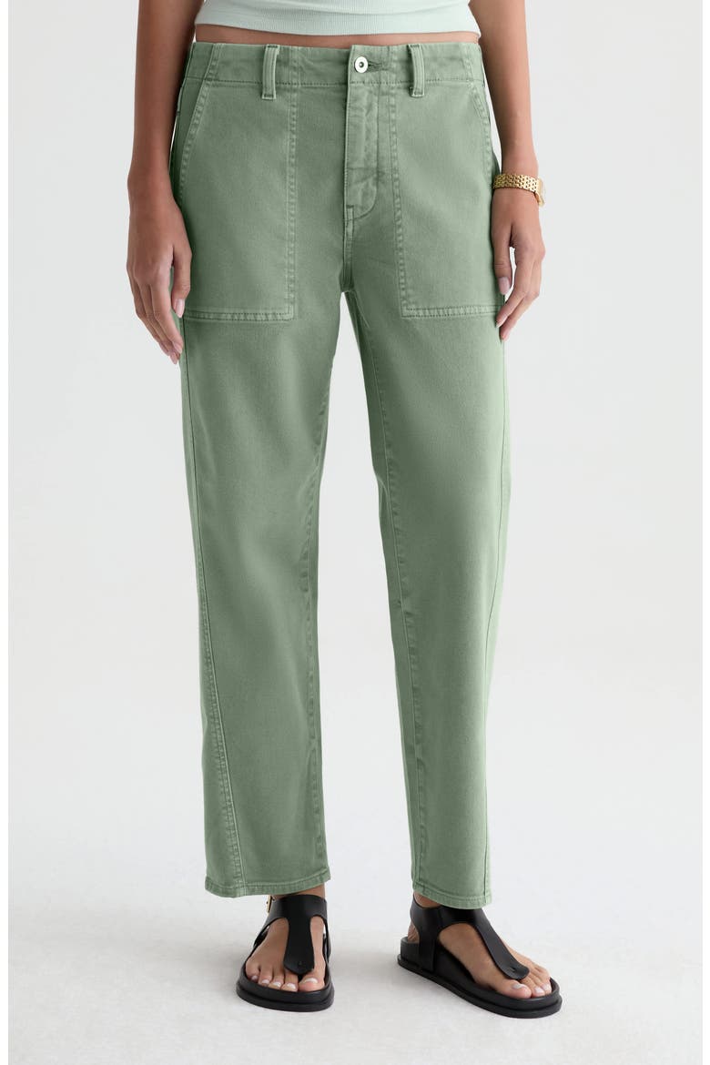 Analeigh High Waist Ankle Straight Leg Twill Pants, Main, color, SULFUR FADED MOSS