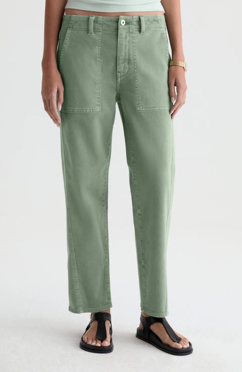 Analeigh High Waist Ankle Straight Leg Twill Pants