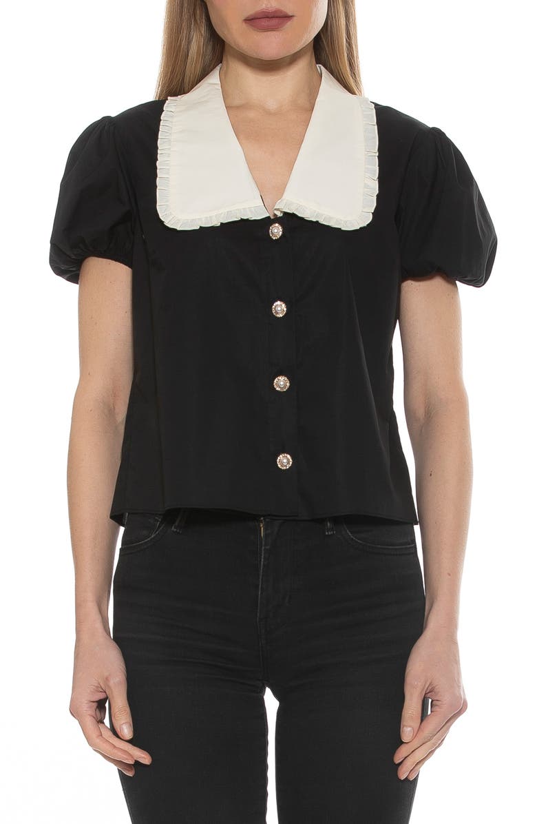 Alexia Admor Sandra Short Sleeve Button-Up Blouse, Main, color, 