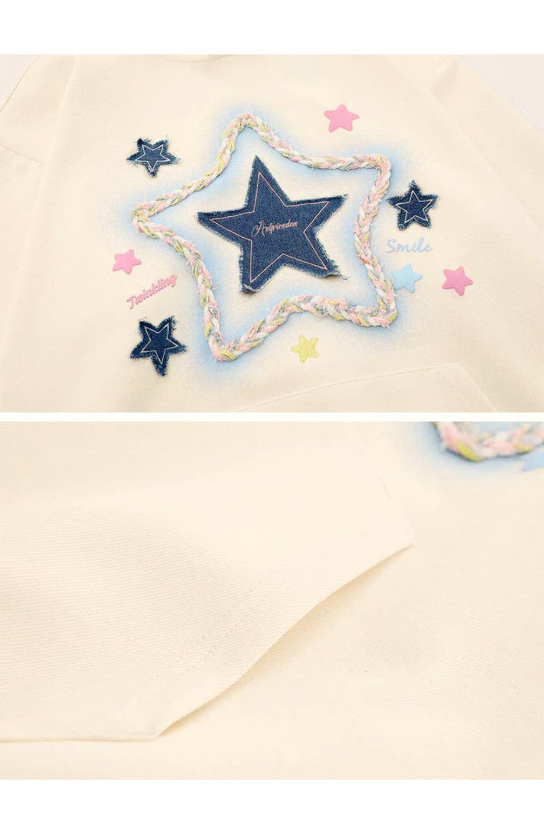 AELFRIC EDEN Denim Star Applique Hoodie, Alternate, color, Apricot