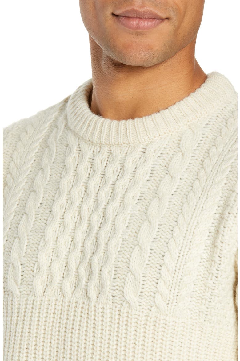 Half Cable Crewneck Sweater, Alternate, color, OFF-WHITE