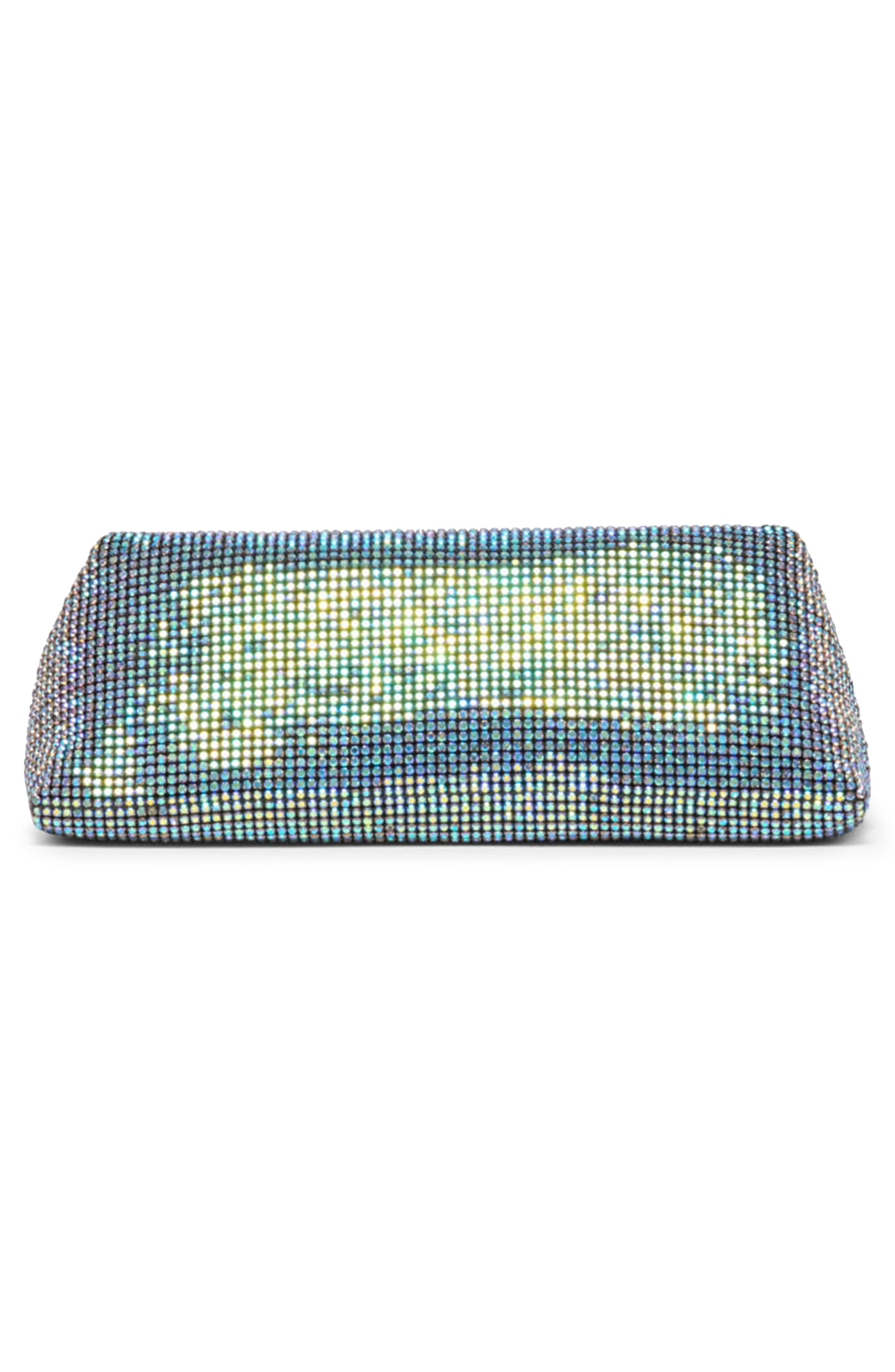 Dolce Vita Akila Crystal Mesh Foldover Clutch, Alternate, color, Blue