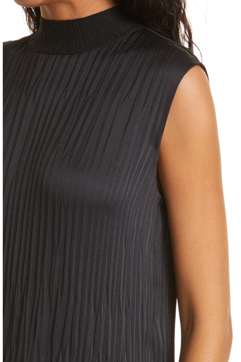 Plissé Mock Neck Shell, Alternate, color, BLACK