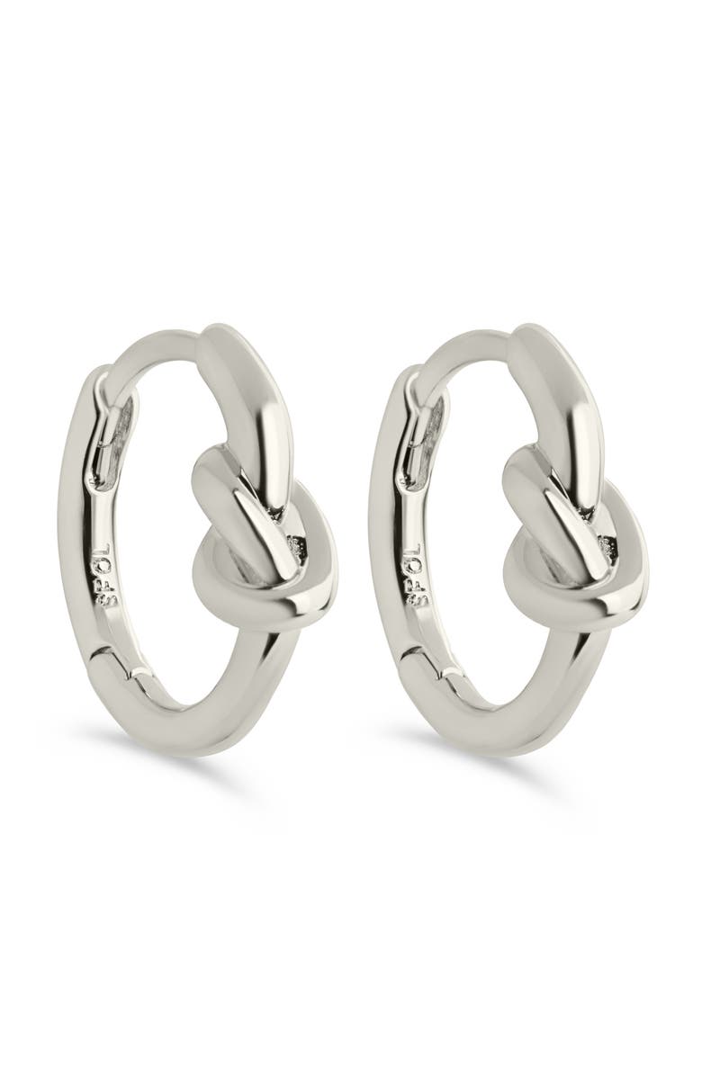 Sterling Forever Minnie Love Knot Huggie Hoop Earrings, Main, color, Silver