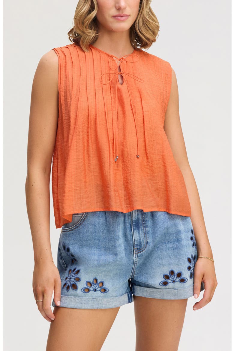 Pintuck Sleeveless Top, Main, color, COPPER
