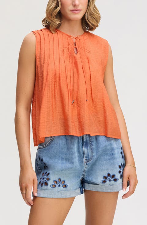 Pintuck Sleeveless Top