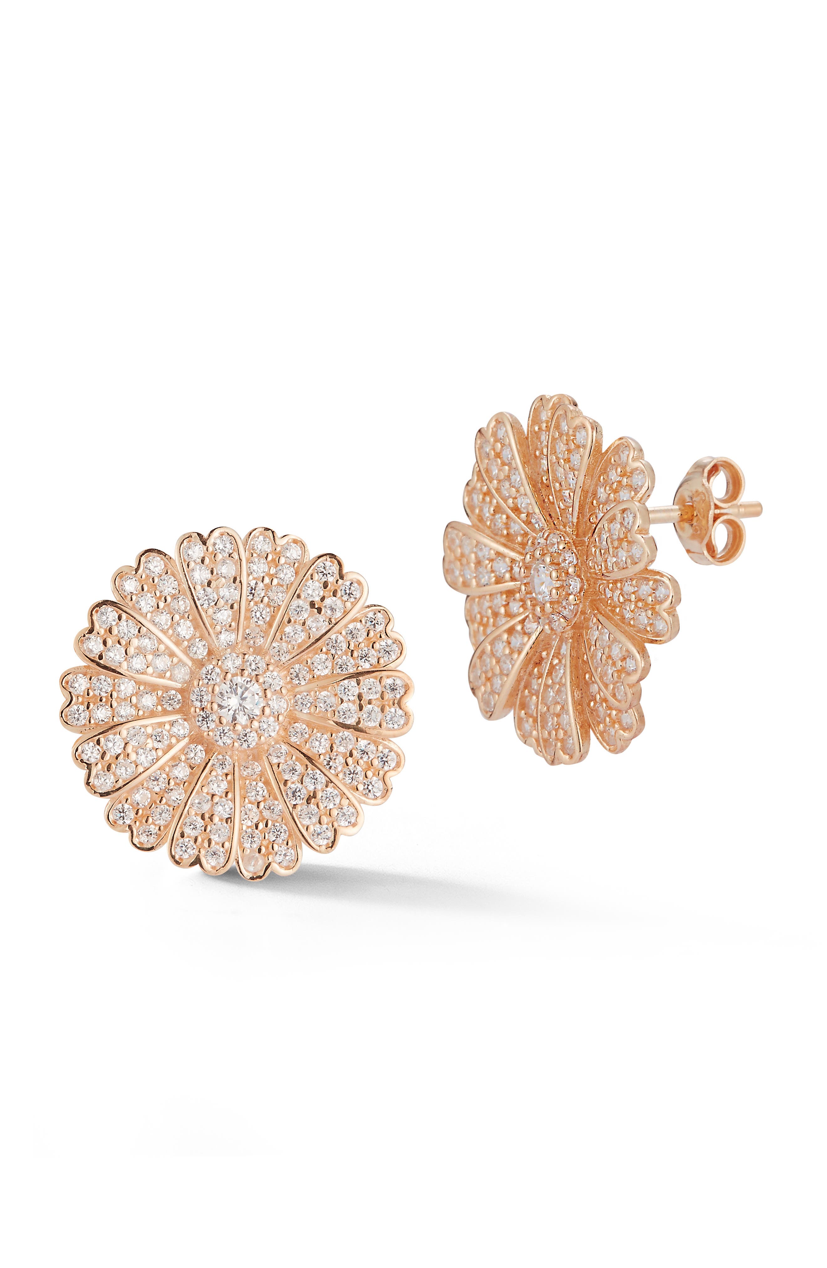 SPHERA MILANO Pavé Flower Stud Earrings