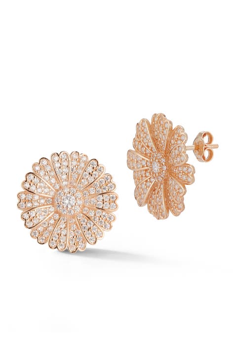 Pavé Flower Stud Earrings