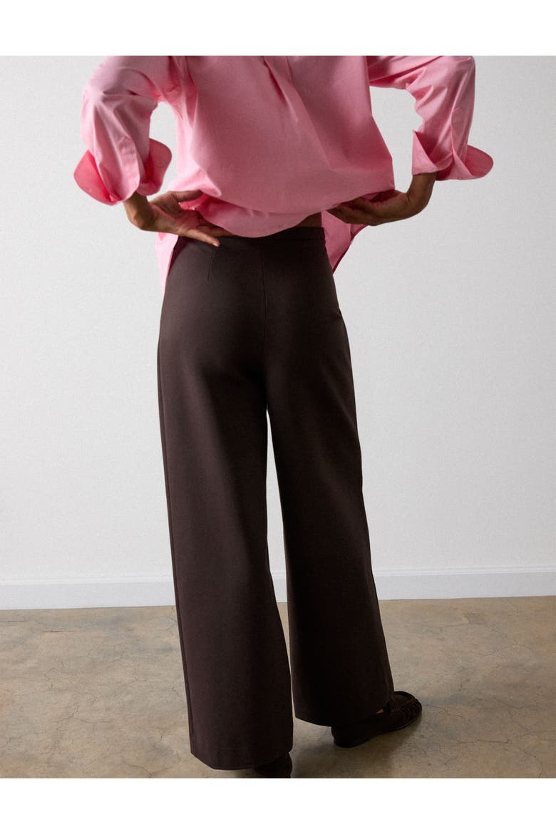Ponte Wide Leg Trouser, Alternate, color, Brown