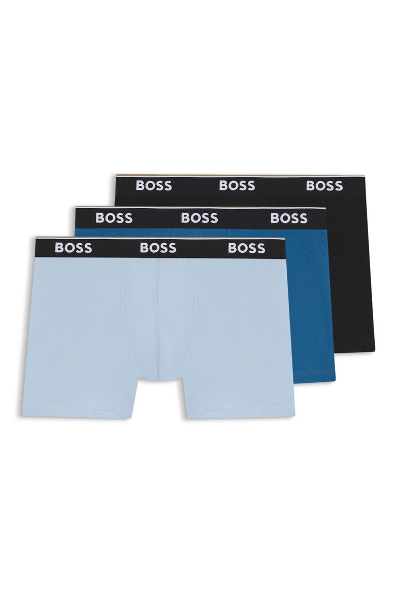 Assorted 3-Pack Power Stretch Cotton Boxer Briefs, Main, color, OPEN BLUE