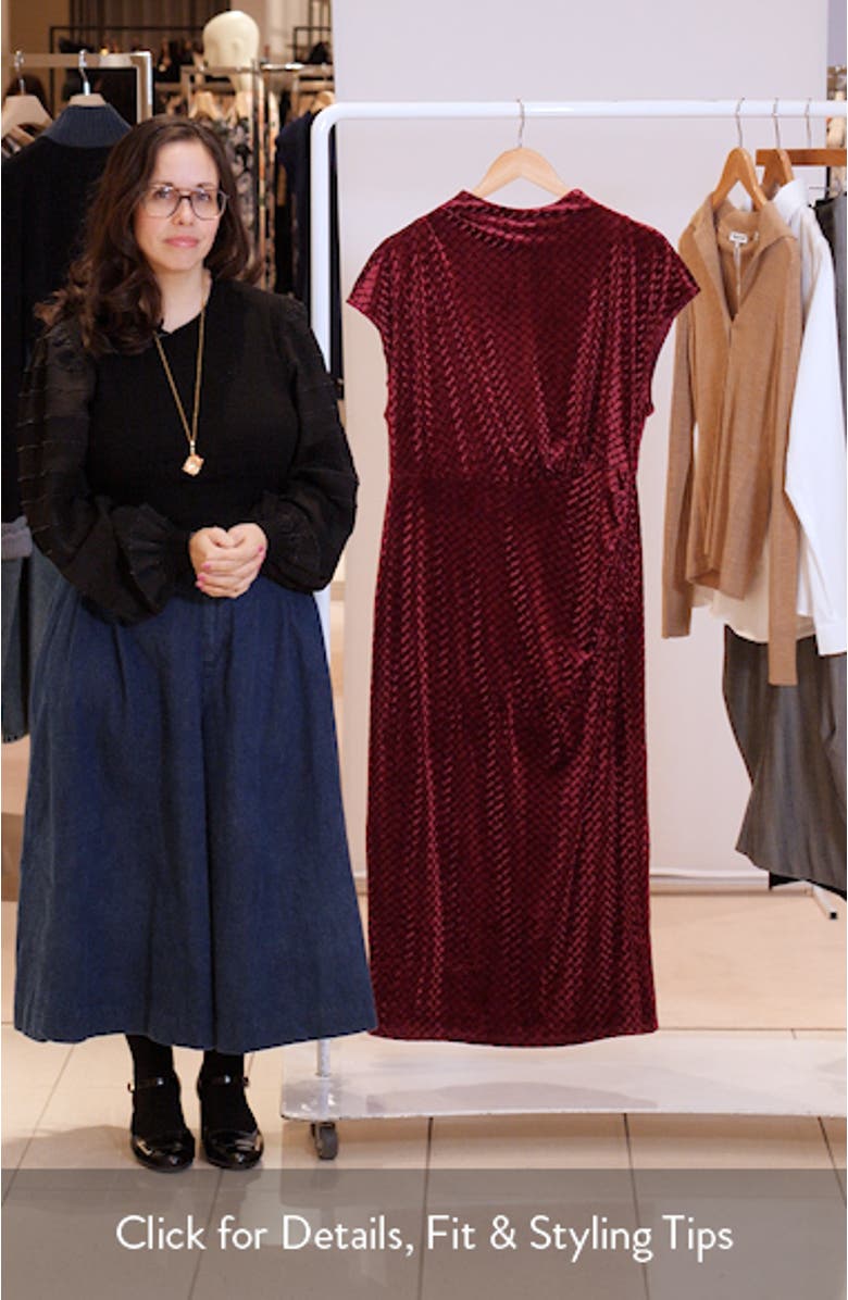 Cap Sleeve Textured Velvet Midi Dress, sales video thumbnail