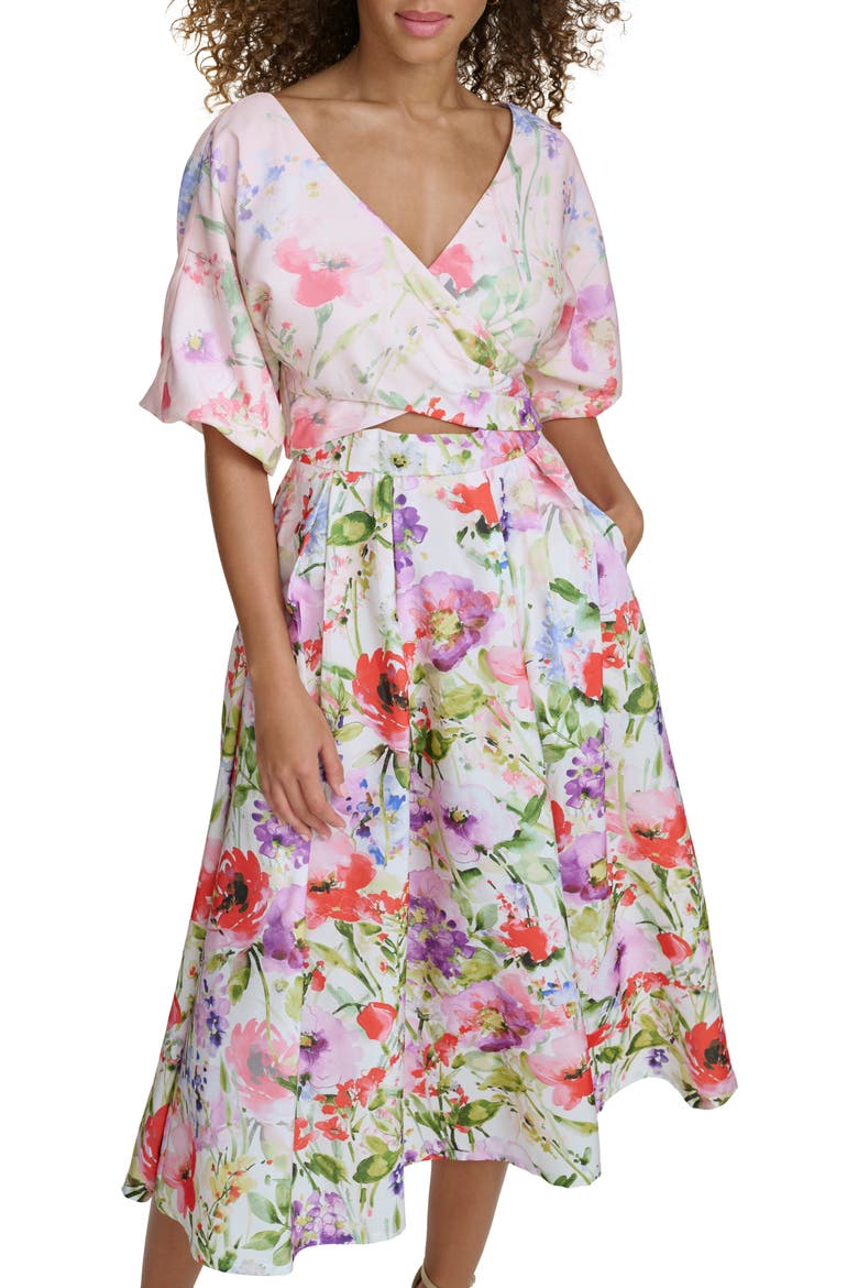 Drapey Cutout Dress, Alternate, color, WHITE MULTI