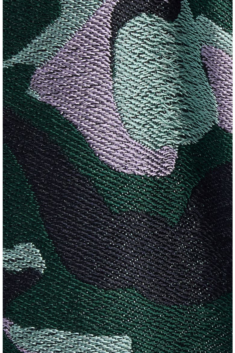 Rolanas Abstract Floral Jacquard Crepe Trench Coat, Alternate, color, DARK GREEN