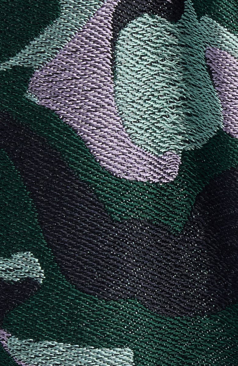 Dries Van Noten Rolanas Abstract Floral Jacquard Crepe Trench Coat, Alternate, color, Dark Green