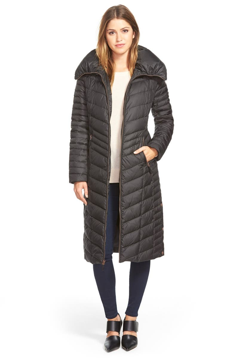 Marc New York 'Karen' Chevron Quilted Long Down & Feather Fill Coat, Main, color, 
