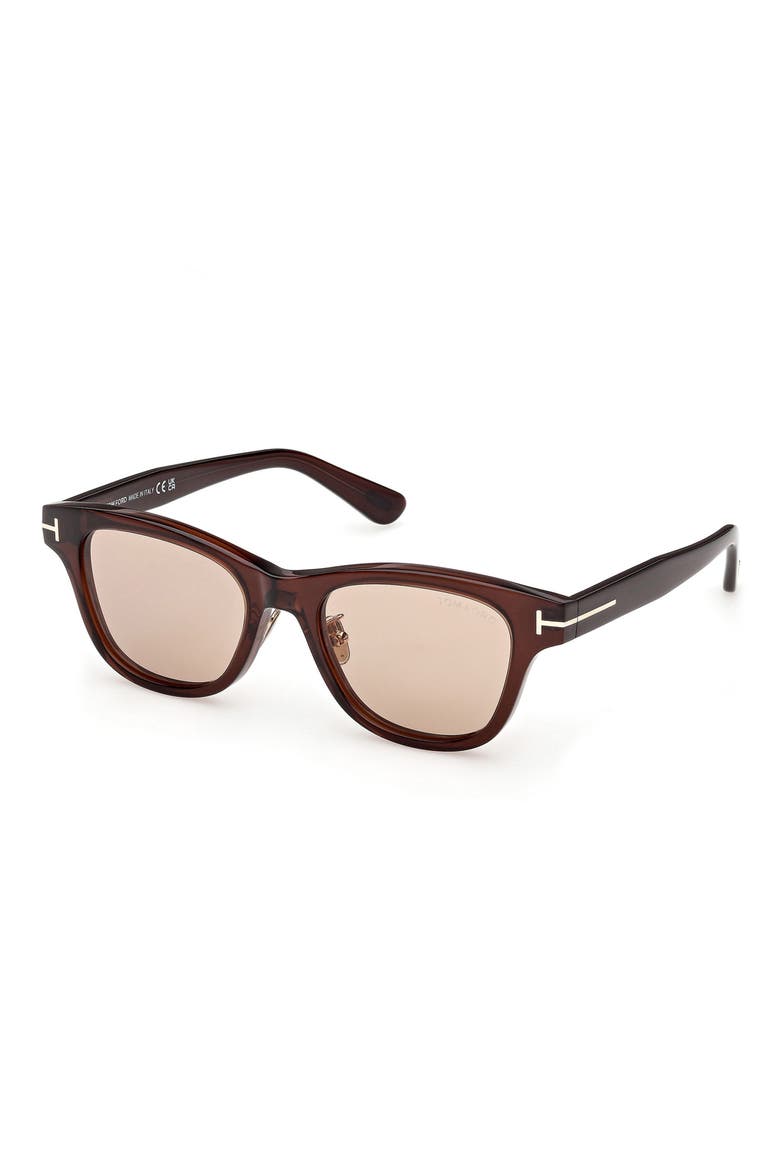 52mm Square Sunglasses, Alternate, color, SHINY DARK BROWN / BROWN
