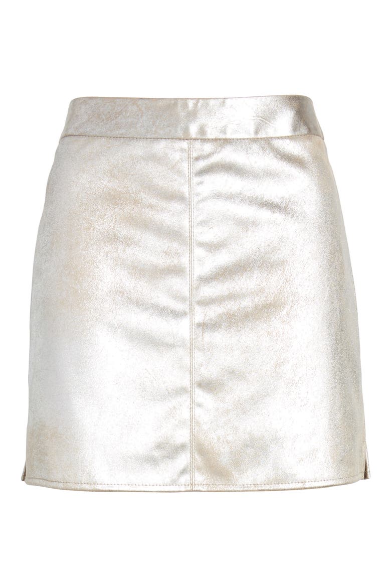 Foil Faux Suede Miniskirt, Alternate, color, SILVER TOFFEE