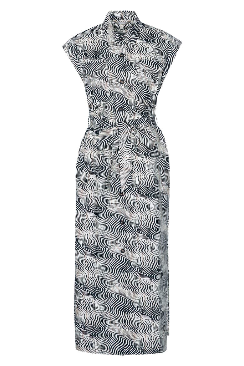 Romy Cap Sleeve Maxi Shirtdress, Alternate, color, MONOCHROME PRINT