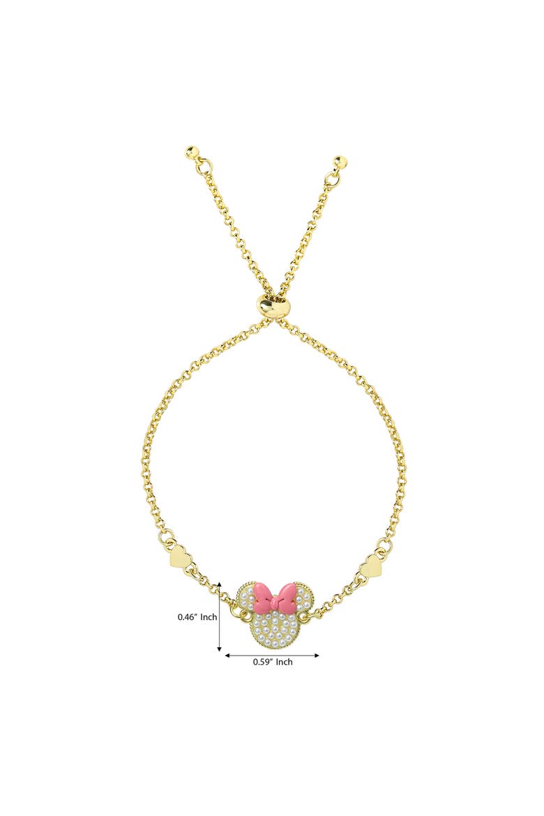 Minnie Mouse Bracelet, 18k Gold Flash Plated, Adjustable Lariat, Alternate, color, Gold tone