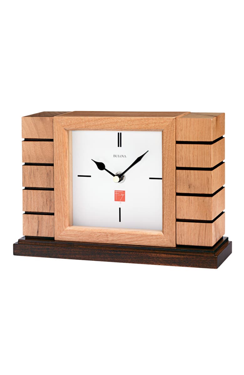 Bulova Clocks Usonian II Frank Lloyd Wright Mantel Clock, Main, color, Natural
