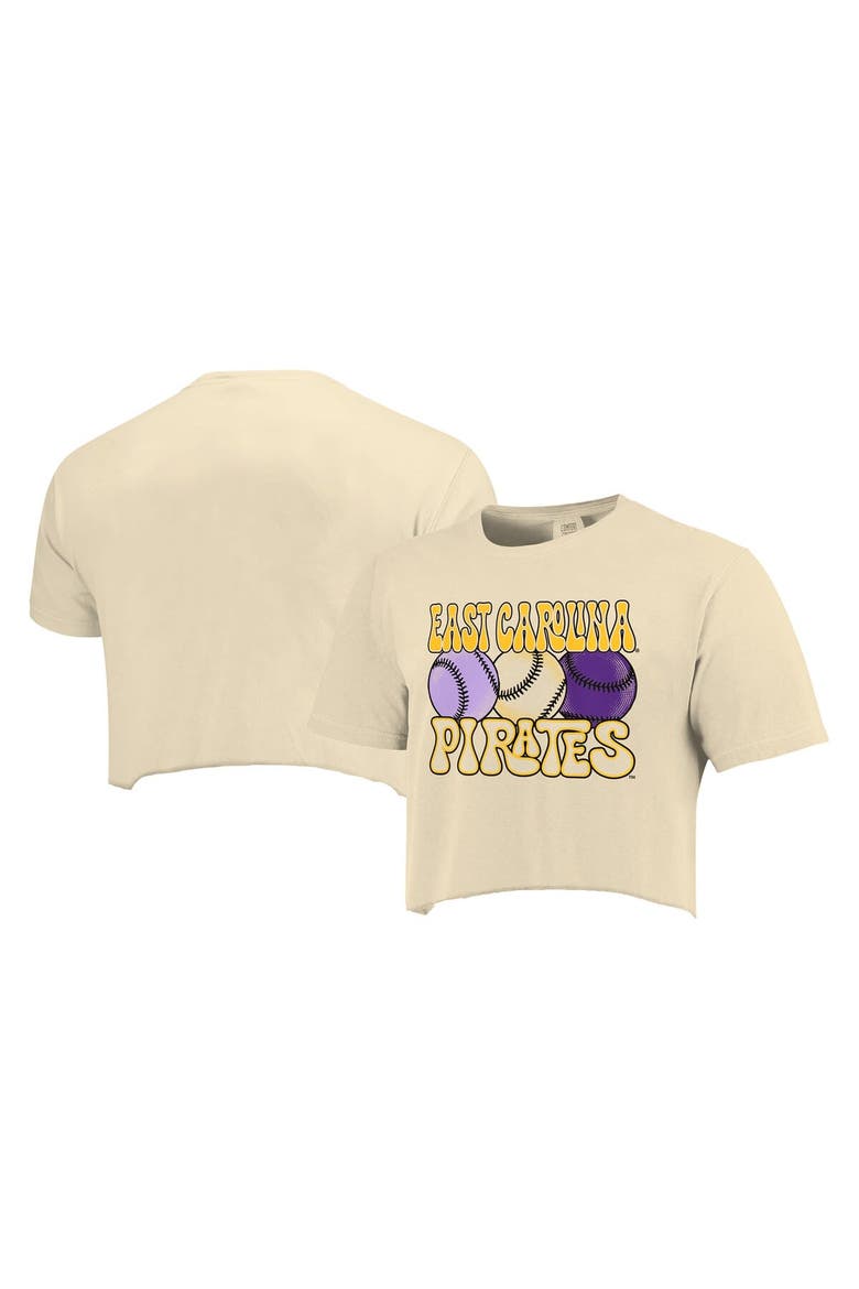 Women's Natural ECU Pirates Comfort Colors Baseball Cropped T-Shirt, Alternate, color, Natural