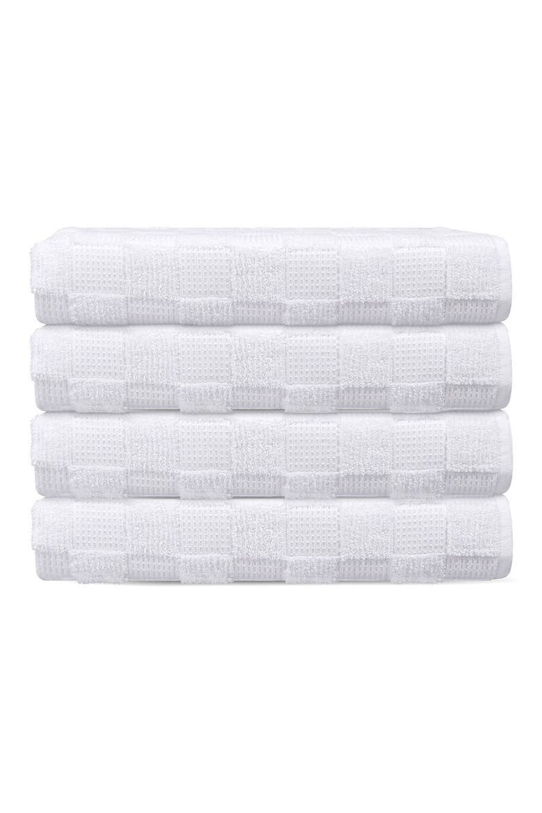Waffle Terry 4-Piece Turkish Cotton Washcloths, Main, color, WHITE