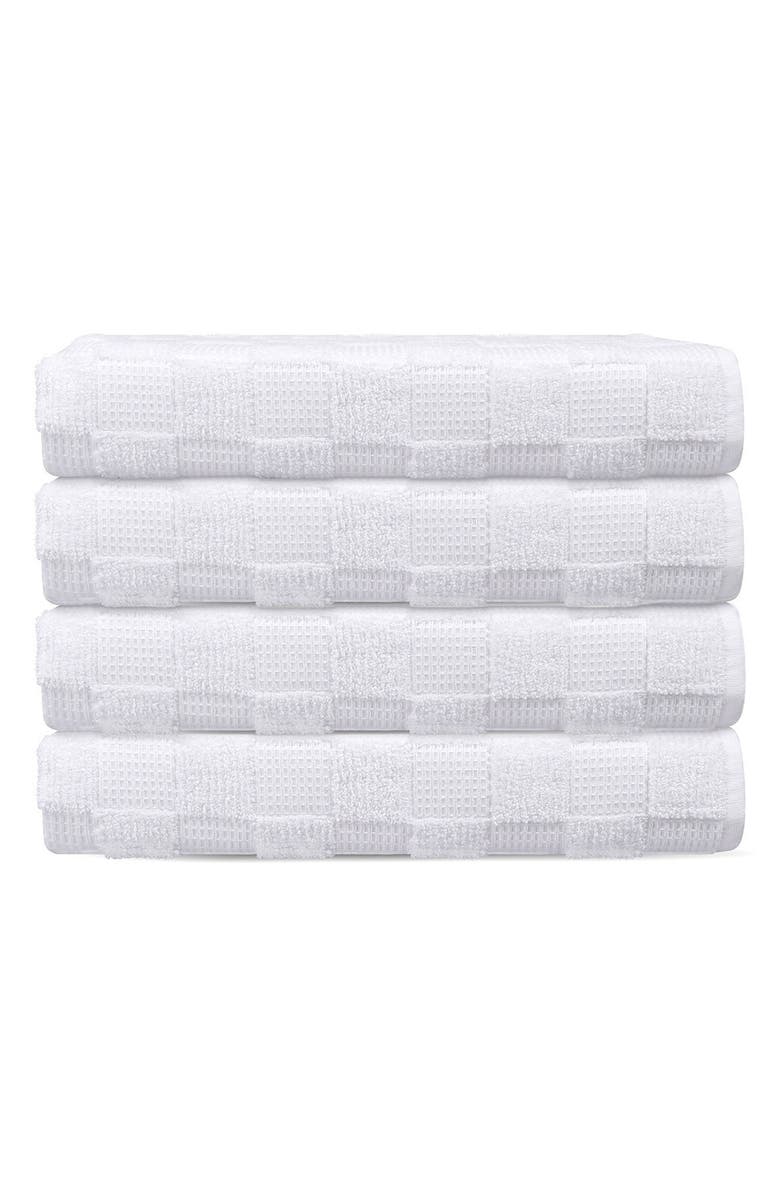 DePera Waffle Terry 4-Piece Turkish Cotton Washcloths, Main, color, White