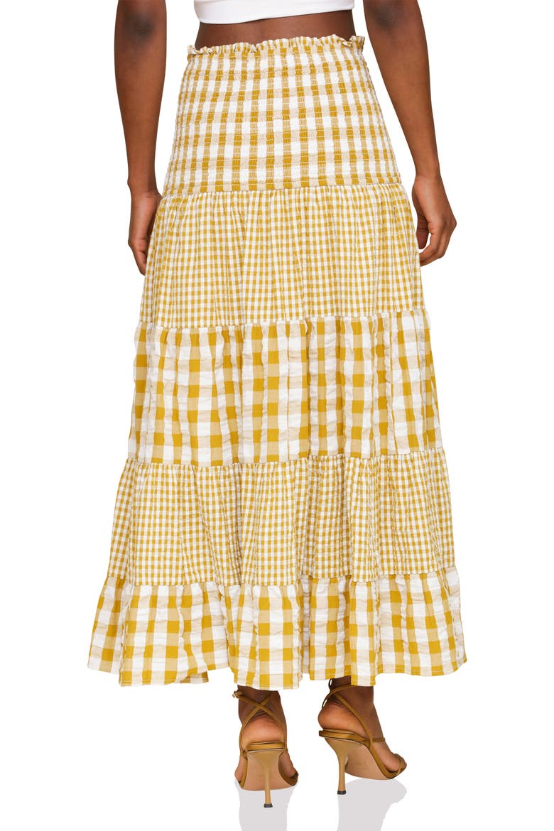 Mixed Print Tiered Cotton Gingham Maxi Skirt, Alternate, color, OLIO GINGHAM