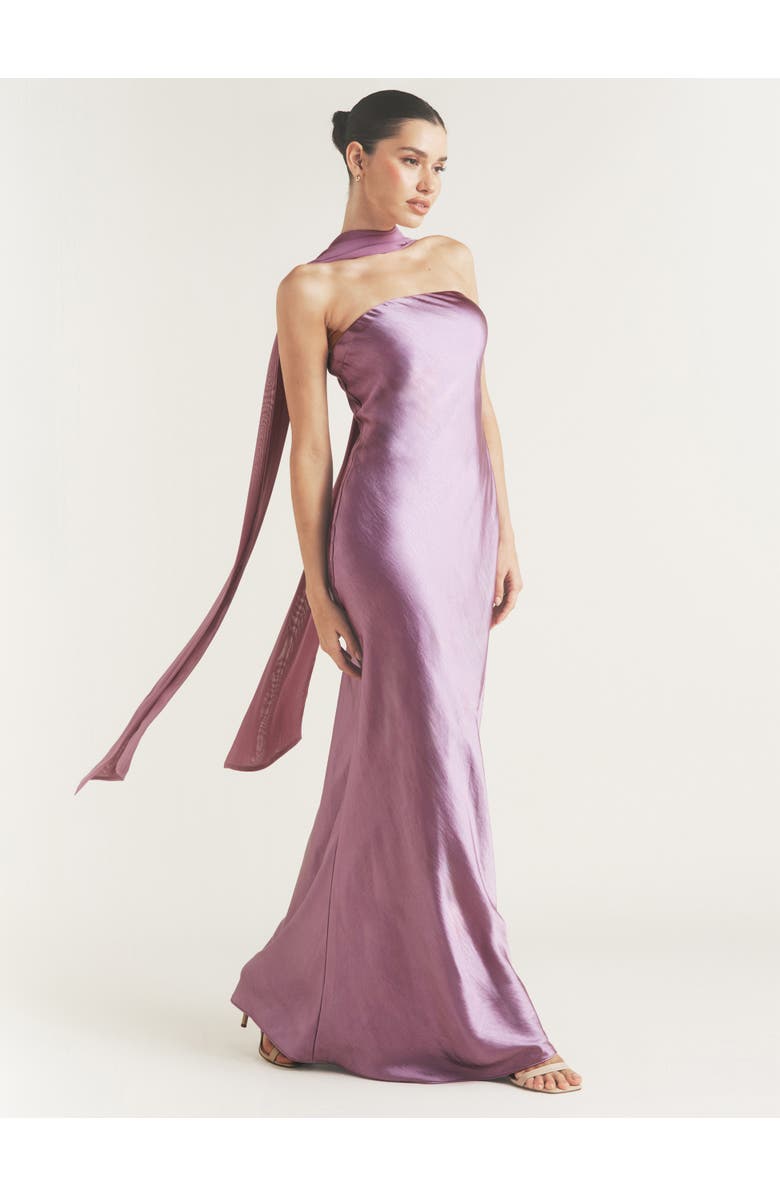 Six Stories Bandeau Satin Bridesmaid Dress, Alternate, color, Orchid