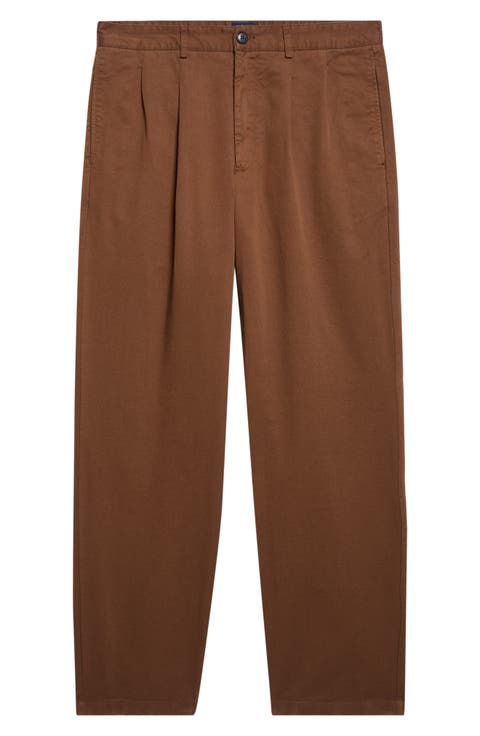 Twill Double Pleat Cotton Pants