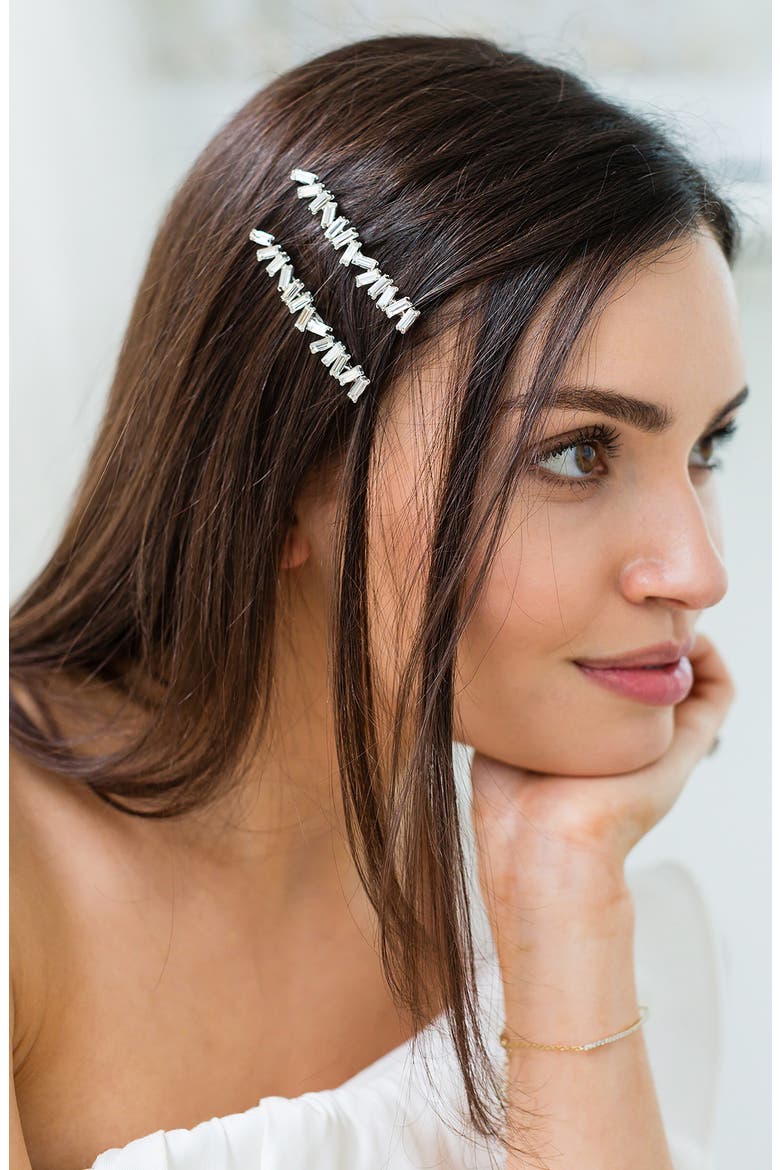 Tobi Set of 2 Hair Clips, Main, color, SILVER