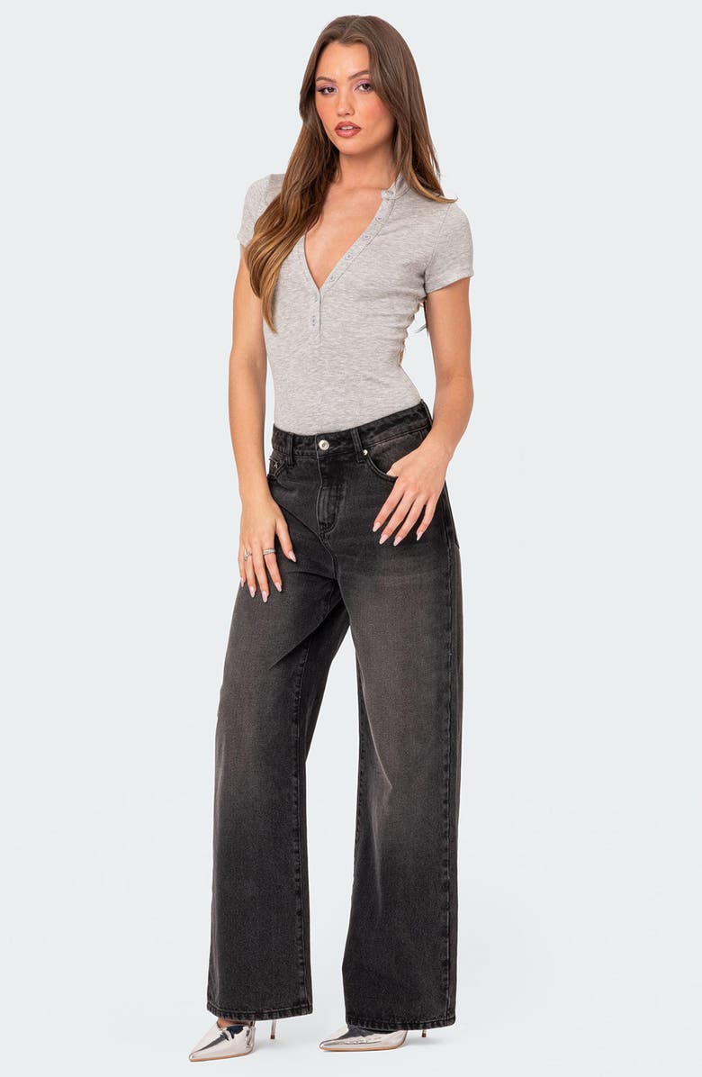 EDIKTED So Chill Bodysuit, Alternate, color, Gray-Melange