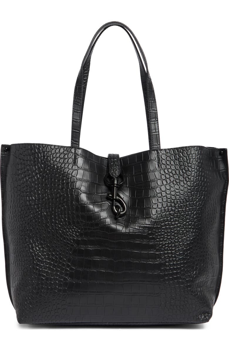 Rebecca Minkoff Megan Soft Croc Embossed Leather Tote Bag, Main, color,