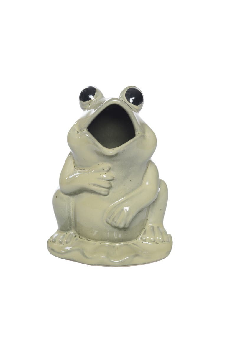 Ceramic Frog Pitcher Green for Spring Serving and Entertaining, Alternate, color, Green