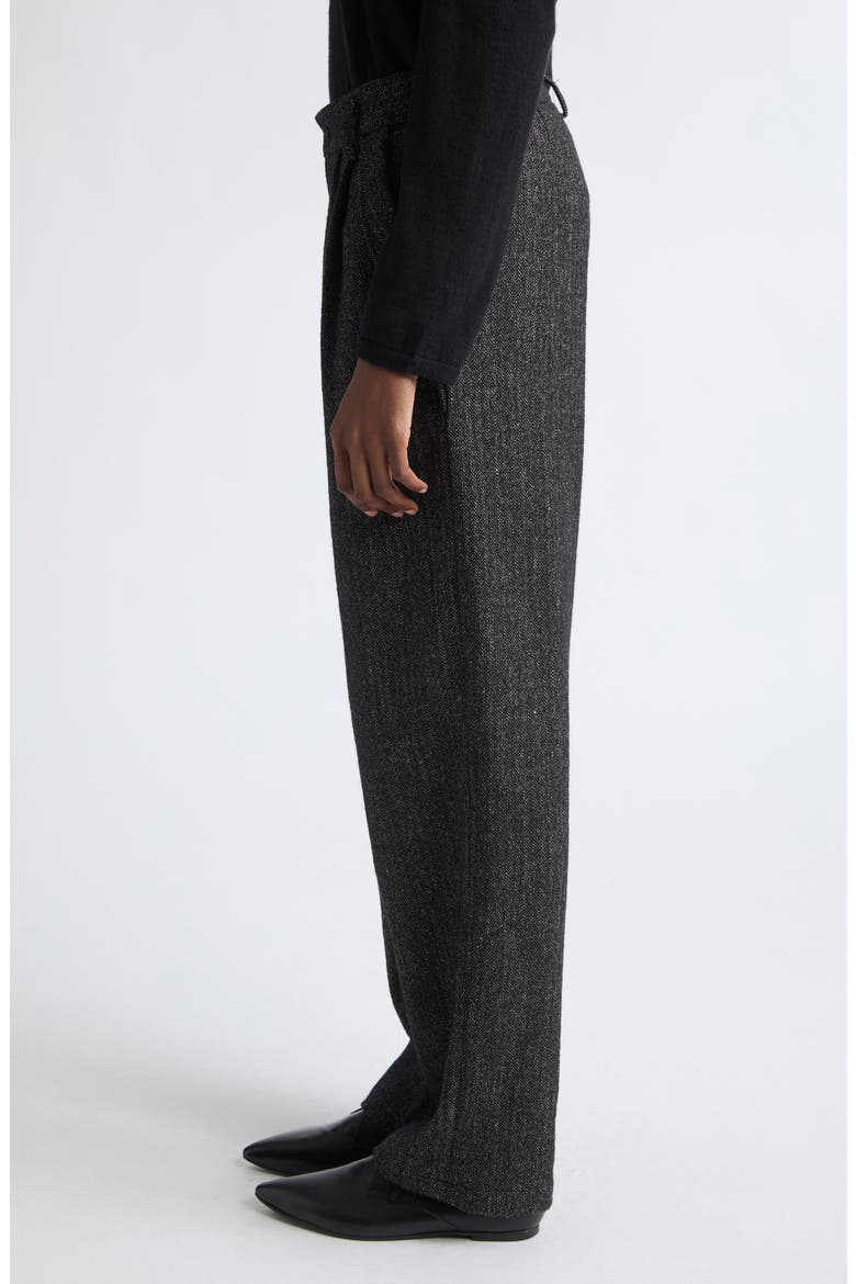 Linen & Wool Blend Herringbone Pleated Trousers, Alternate, color, WOOL HERRINGBONE