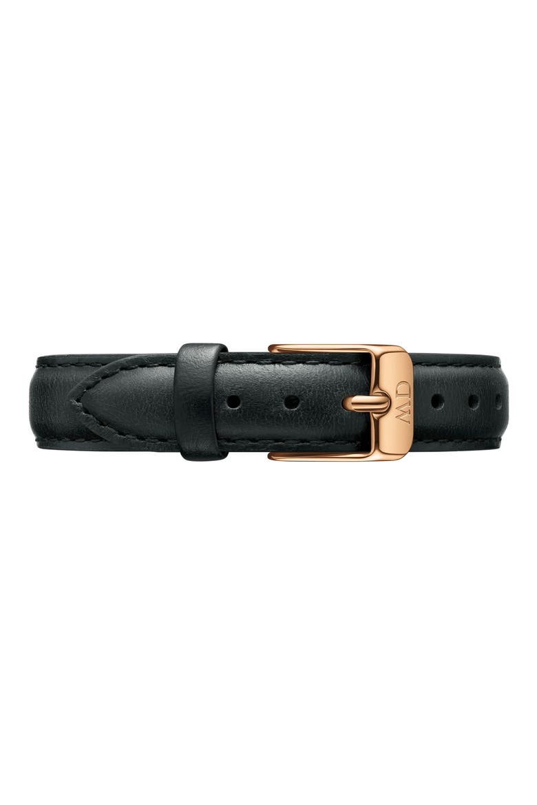 Classic Petite Leather Strap Watch, 28mm, Alternate, color, BLACK / ROSE GOLD